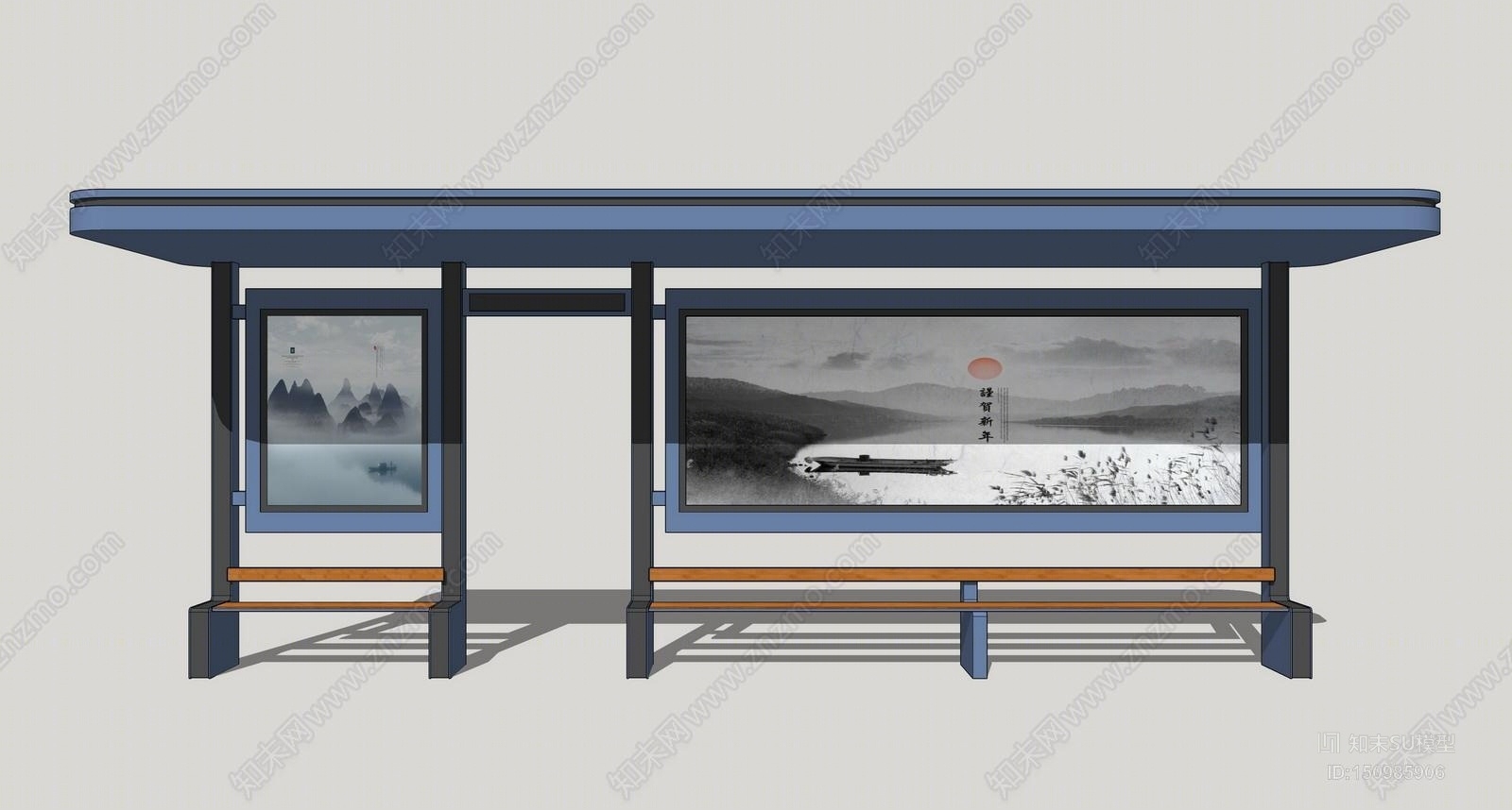现代风格公交站台SU模型下载【ID:150985906】