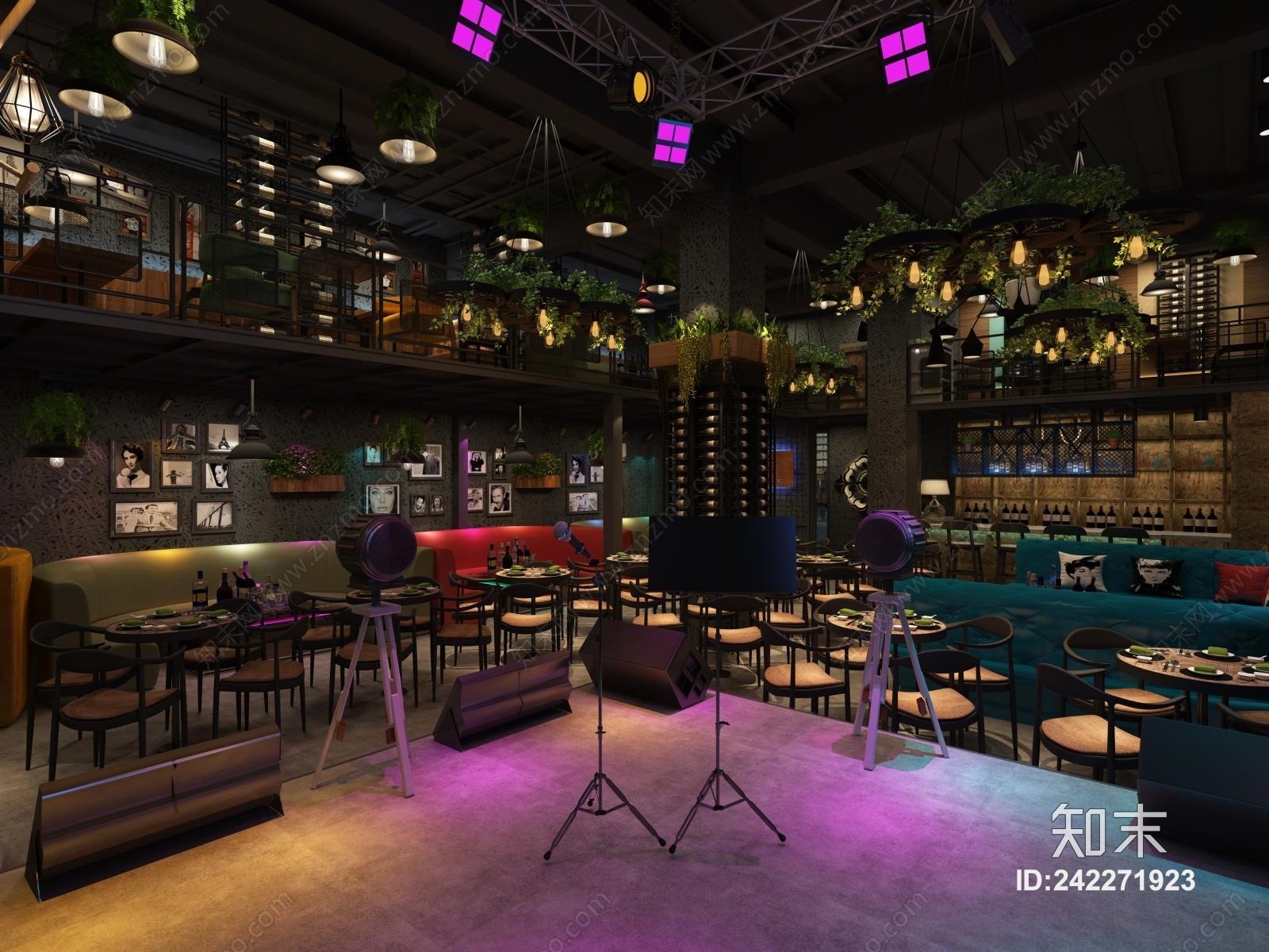 工业风餐厅酒吧3D模型下载【ID:242271923】