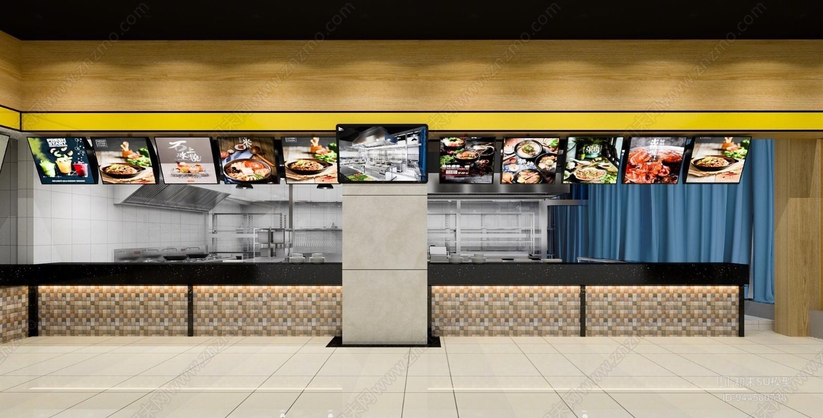 现代校园食堂SU模型下载【ID:944580738】