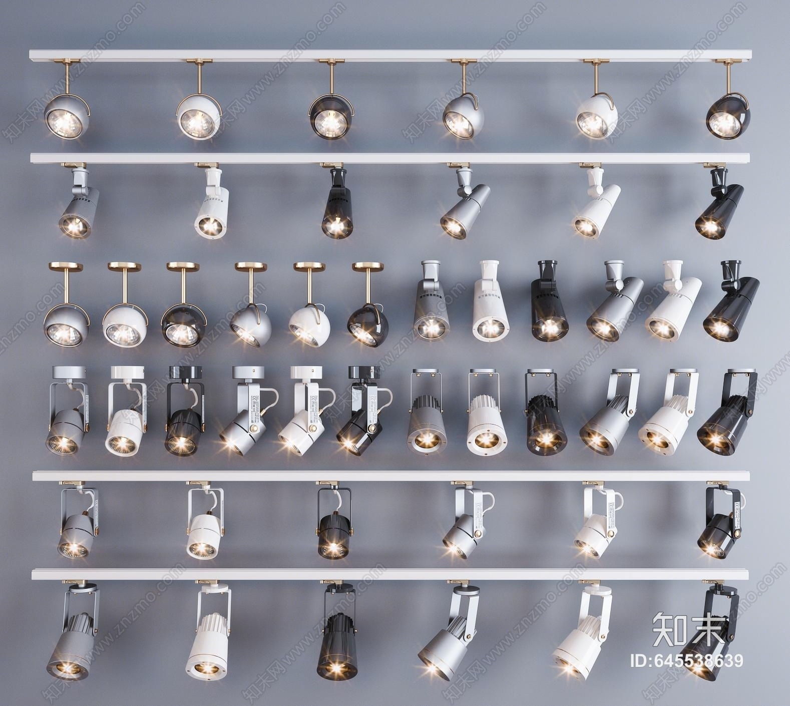 现代明装筒灯3D模型下载【ID:645538639】