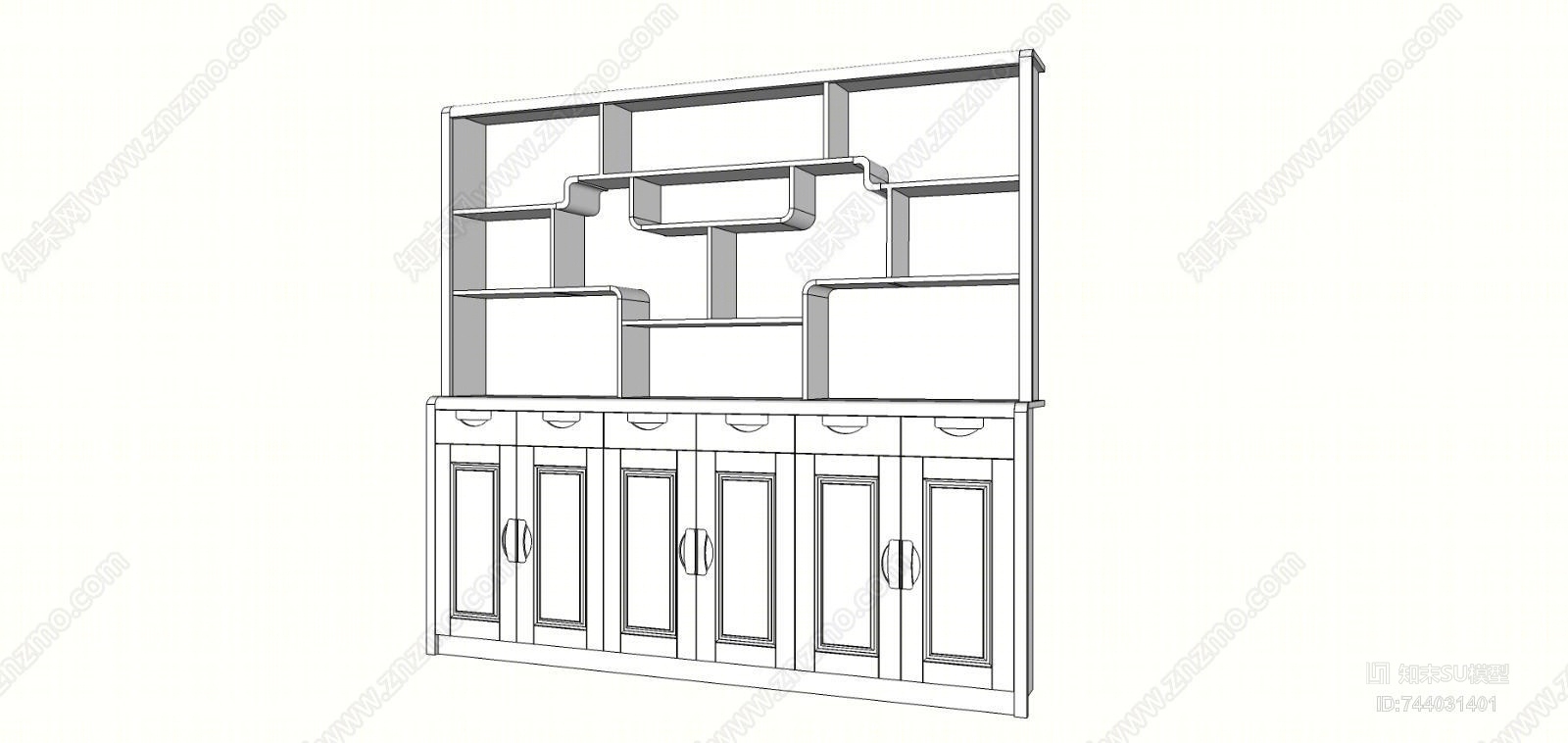 中式博古架SU模型下载【ID:744031401】