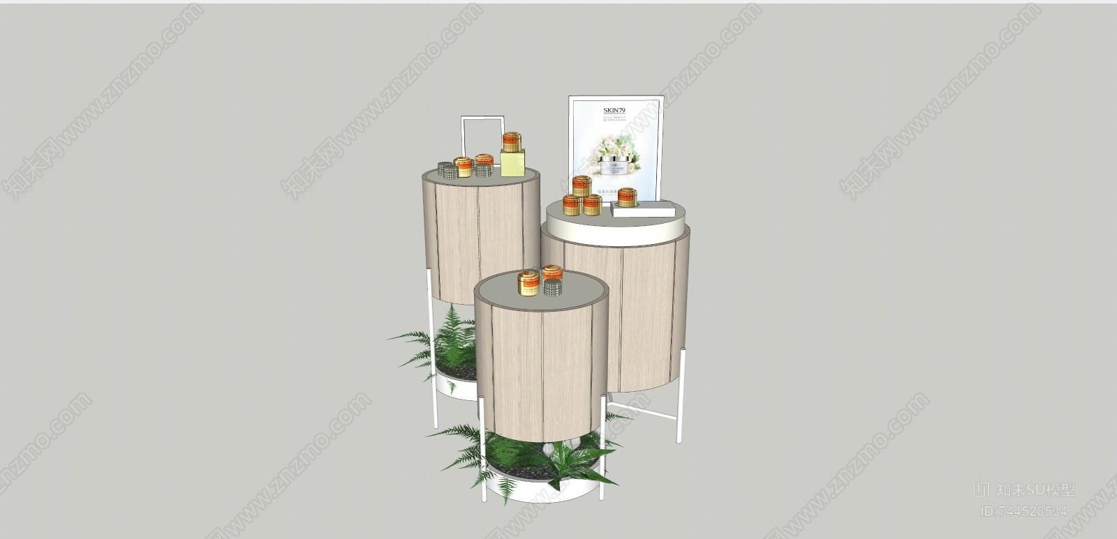 现代化妆品陈列堆SU模型下载【ID:744528534】