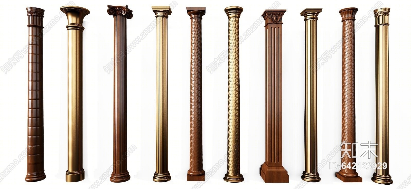 欧式古典罗马柱组合3D模型下载【ID:642123929】