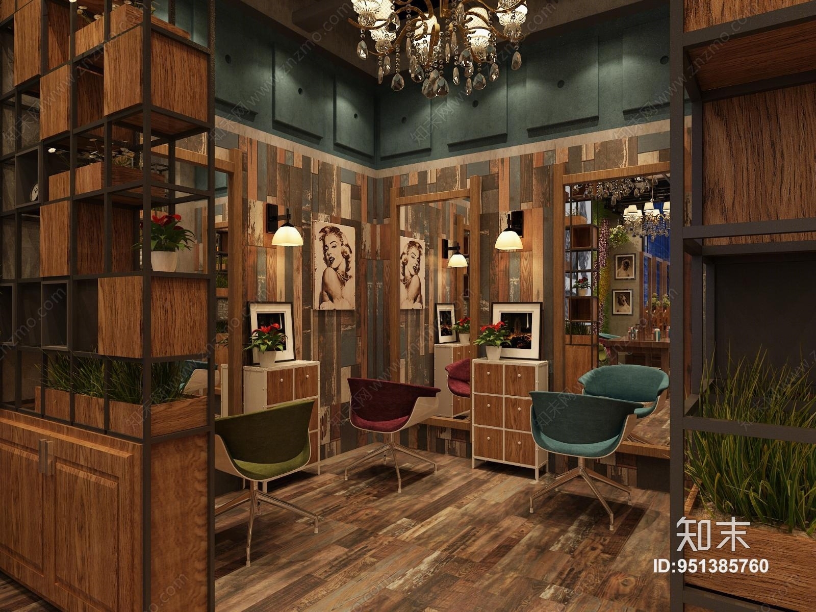 工业风理发店3D模型下载【ID:951385760】
