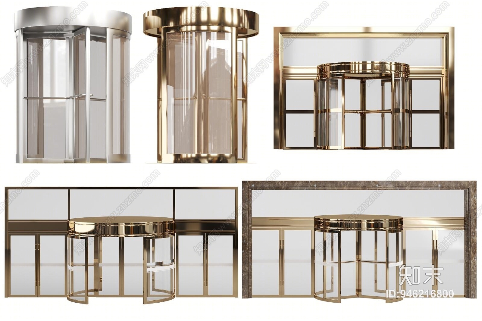 现代旋转玻璃自动门3D模型下载【ID:946216800】