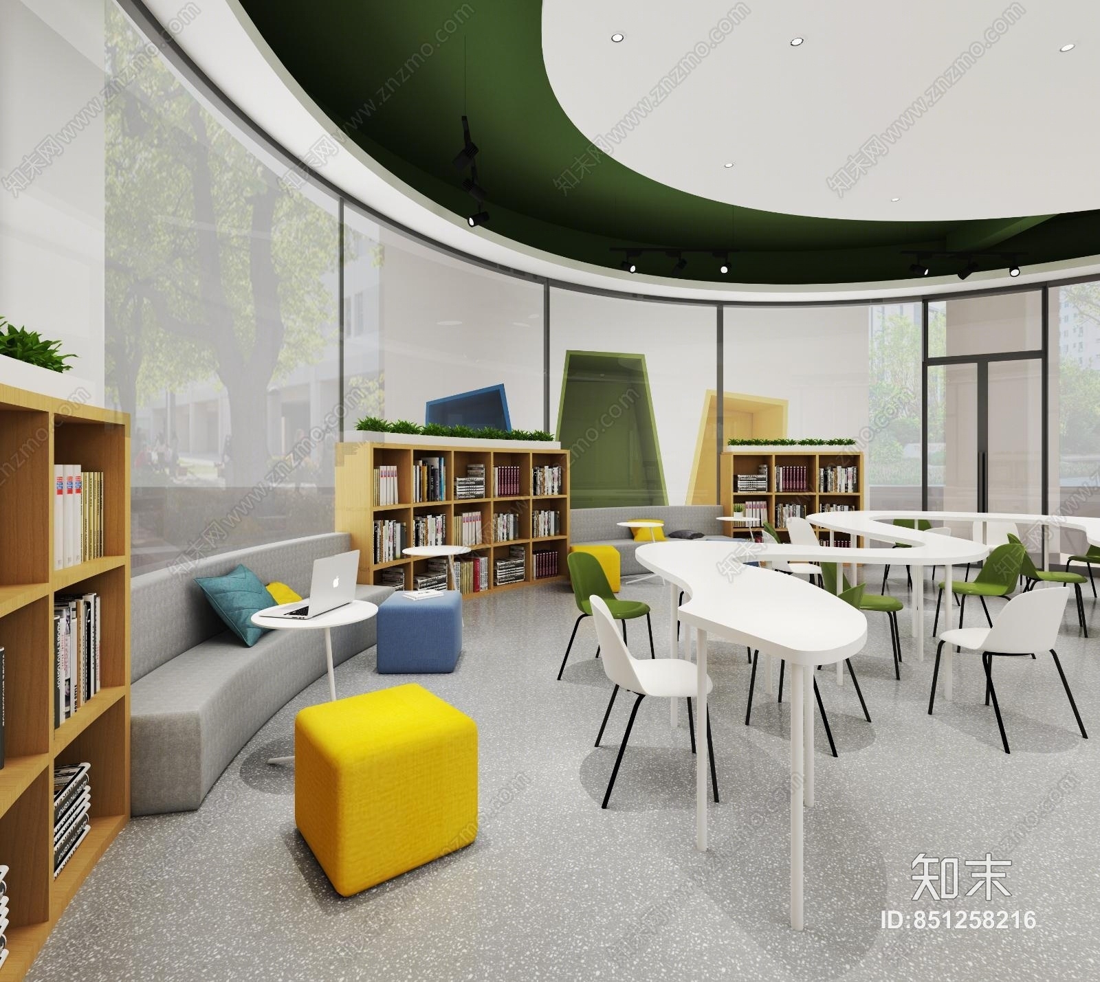 现代学校休闲书吧喜茶桌子3D模型下载【ID:851258216】