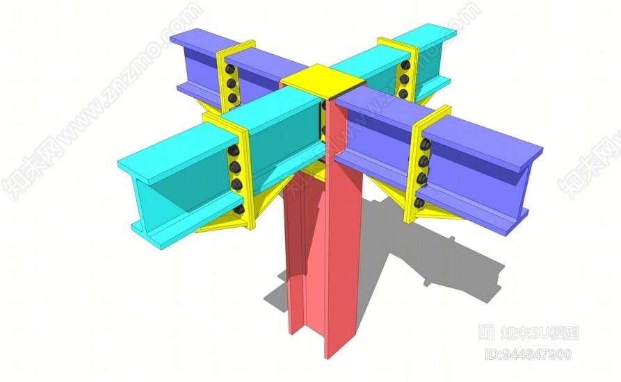 现代钢结构连接SU模型下载【ID:944847900】