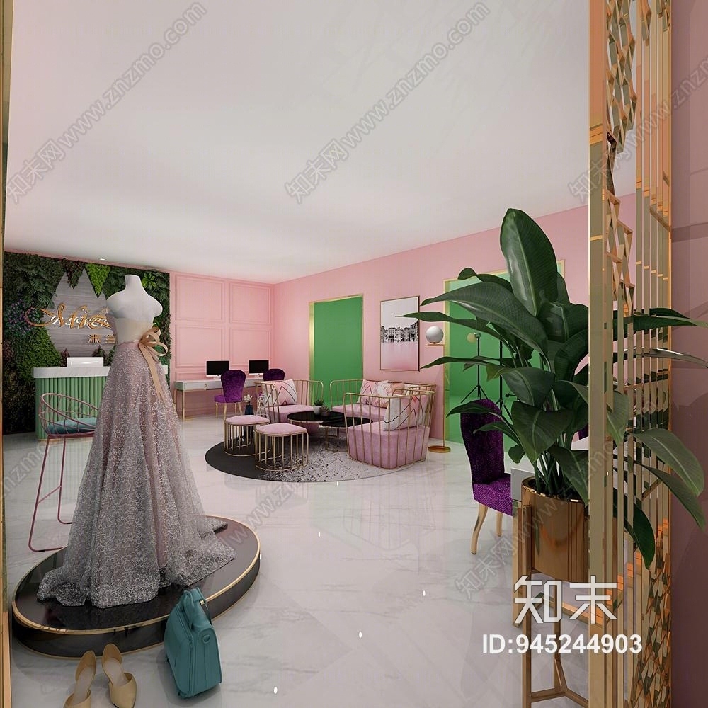 现代婚纱店3D模型下载【ID:945244903】