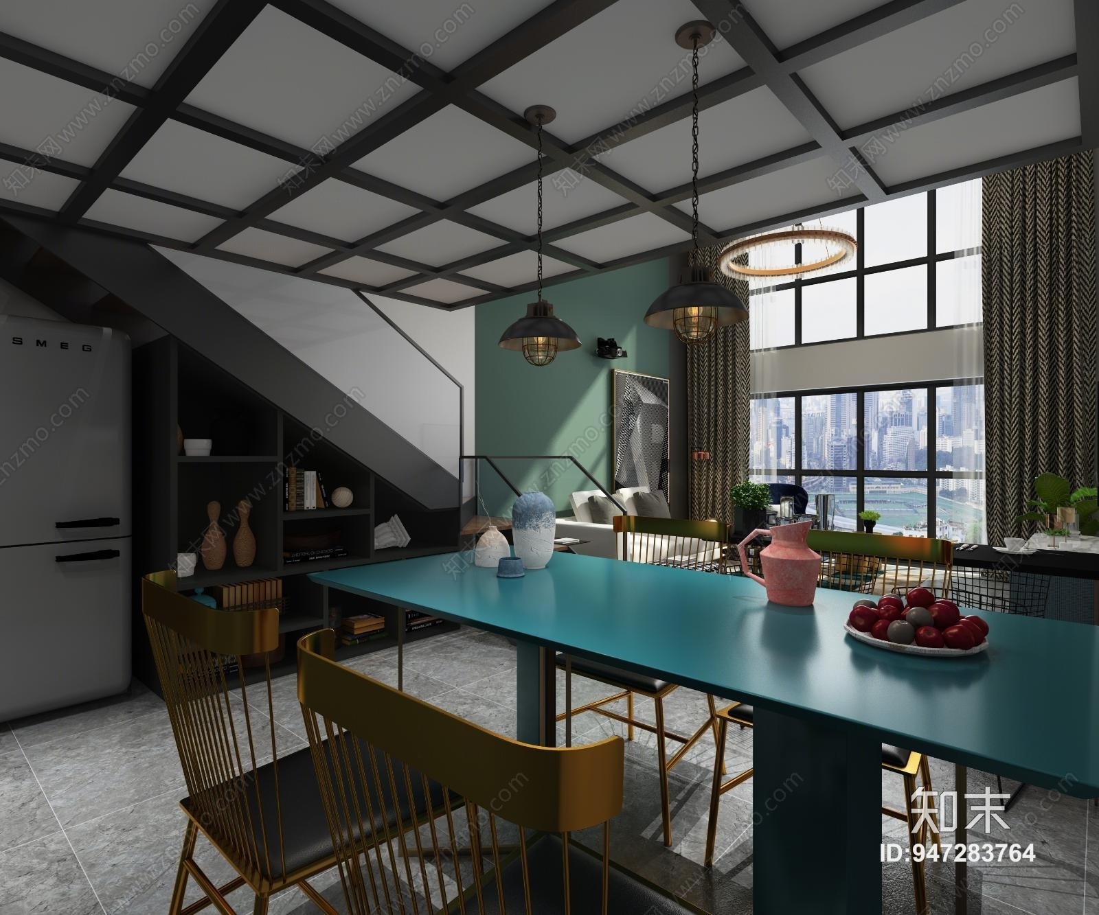 现代公寓客餐厅3D模型下载【ID:947283764】