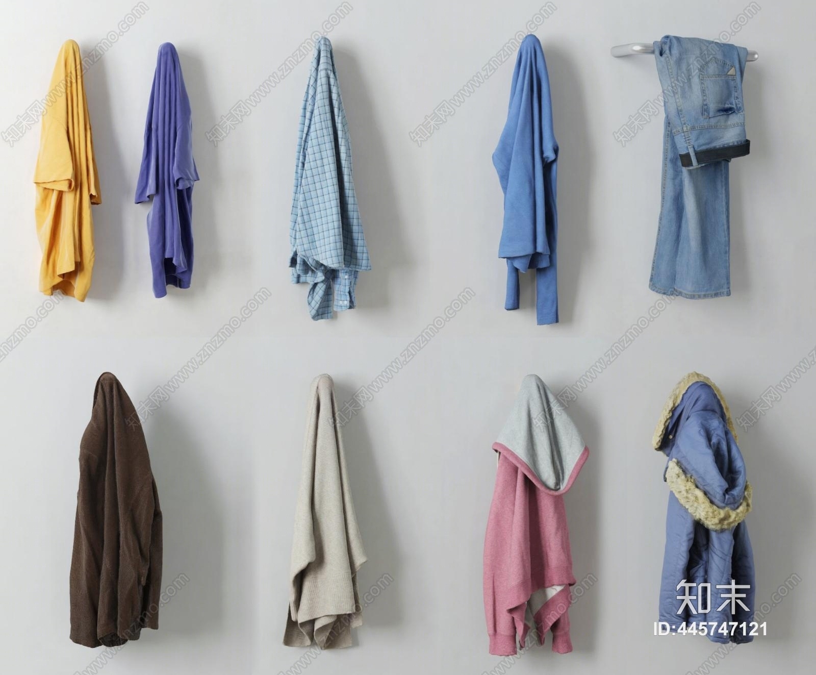 现代挂钩衣服3D模型下载【ID:445747121】