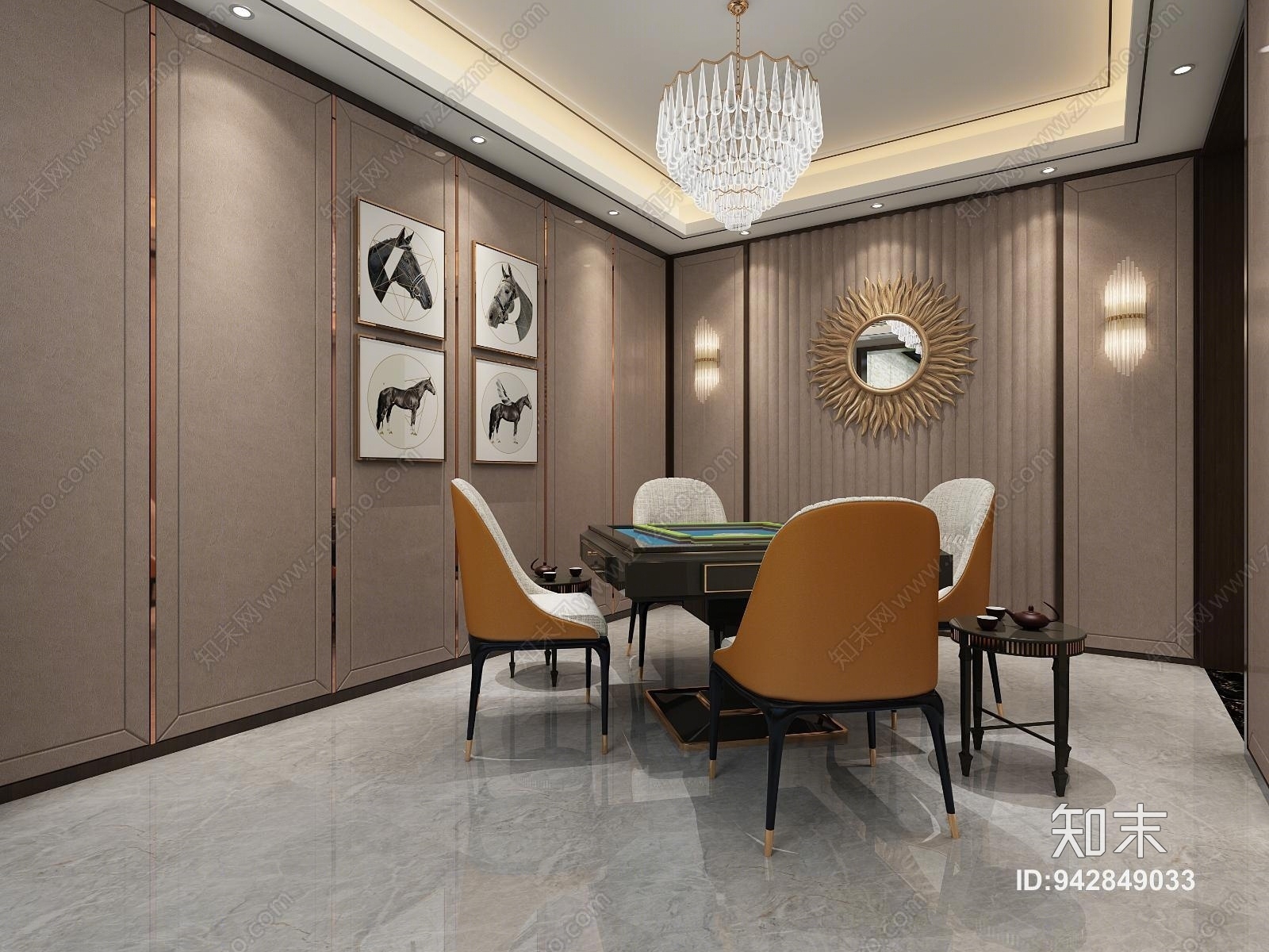 现代港式麻将室3D模型下载【ID:942849033】
