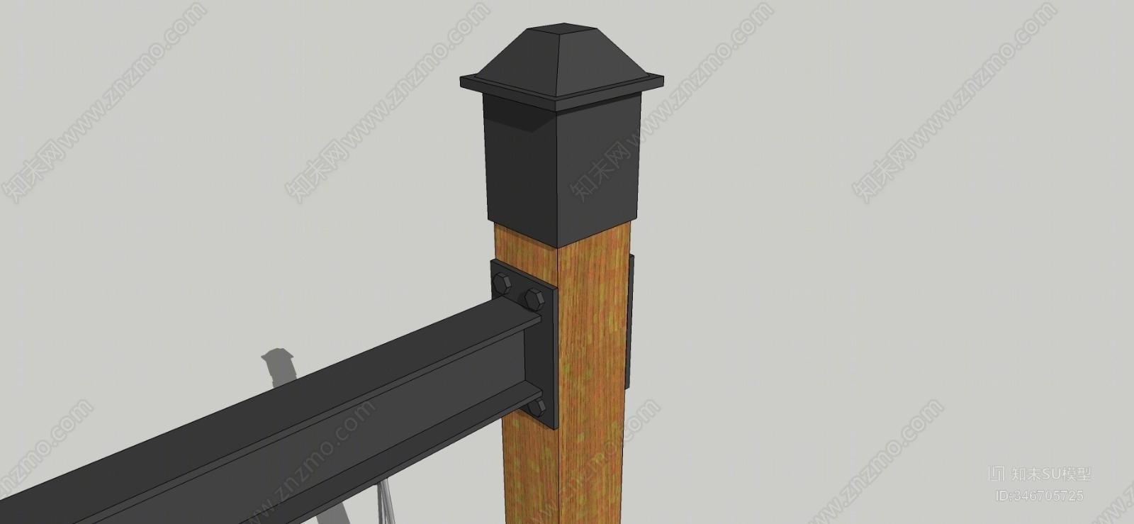 现代简约木作铁艺秋千SU模型下载【ID:346705725】