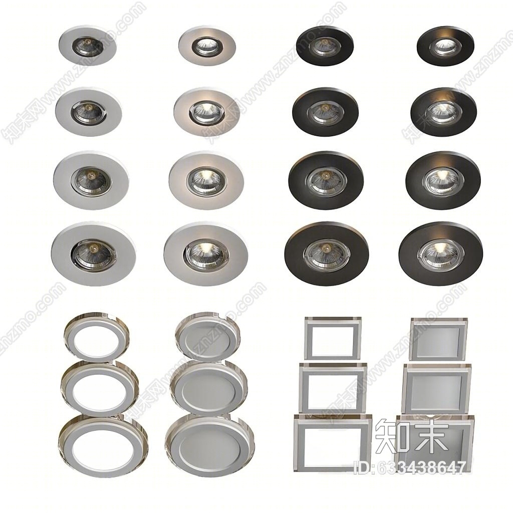 现代筒灯射灯3D模型下载【ID:633438647】
