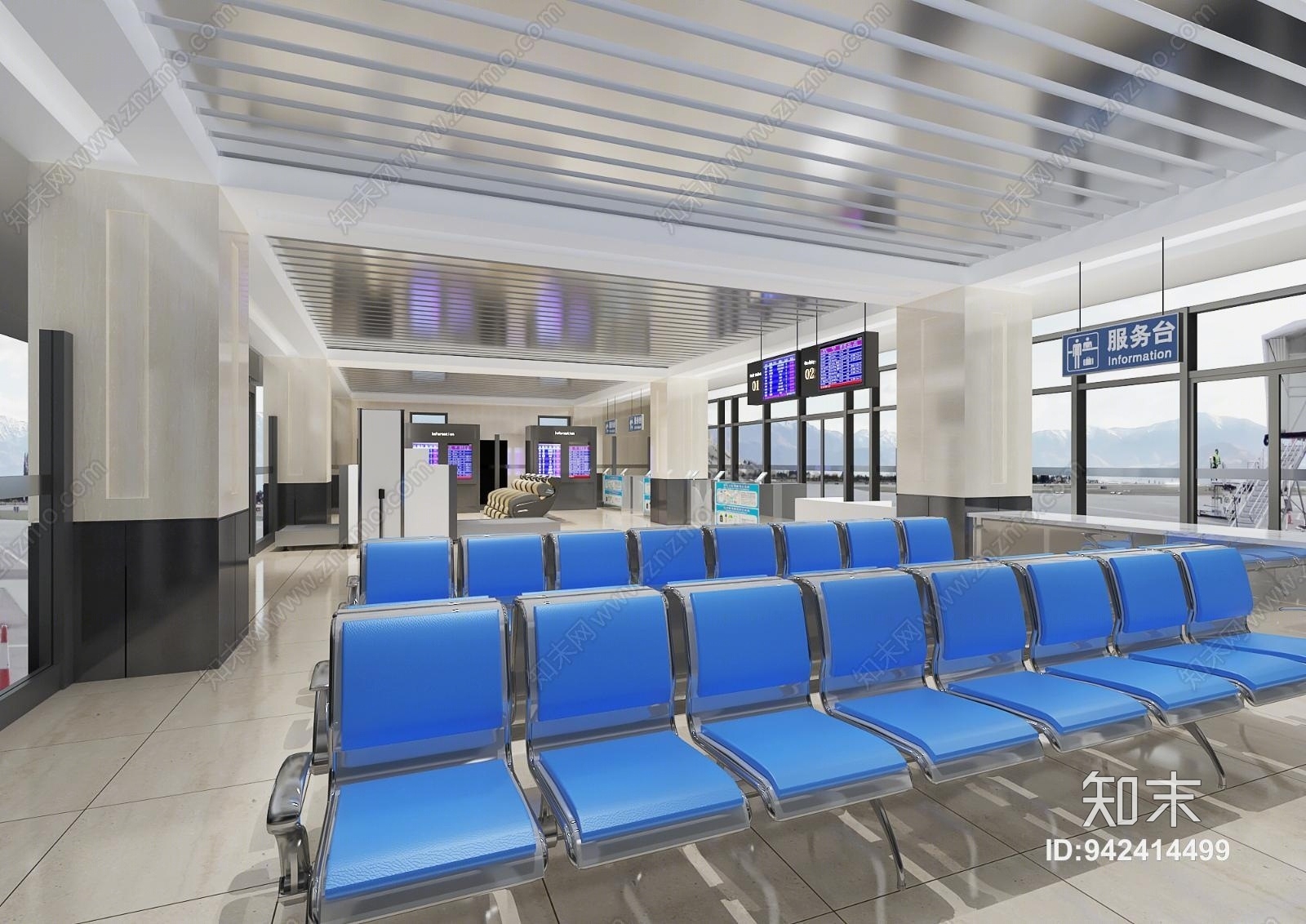 现代车站候车室3D模型下载【ID:942414499】