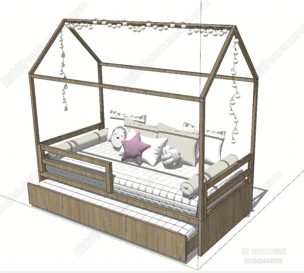 现代儿童床小屋SU模型下载【ID:542443370】