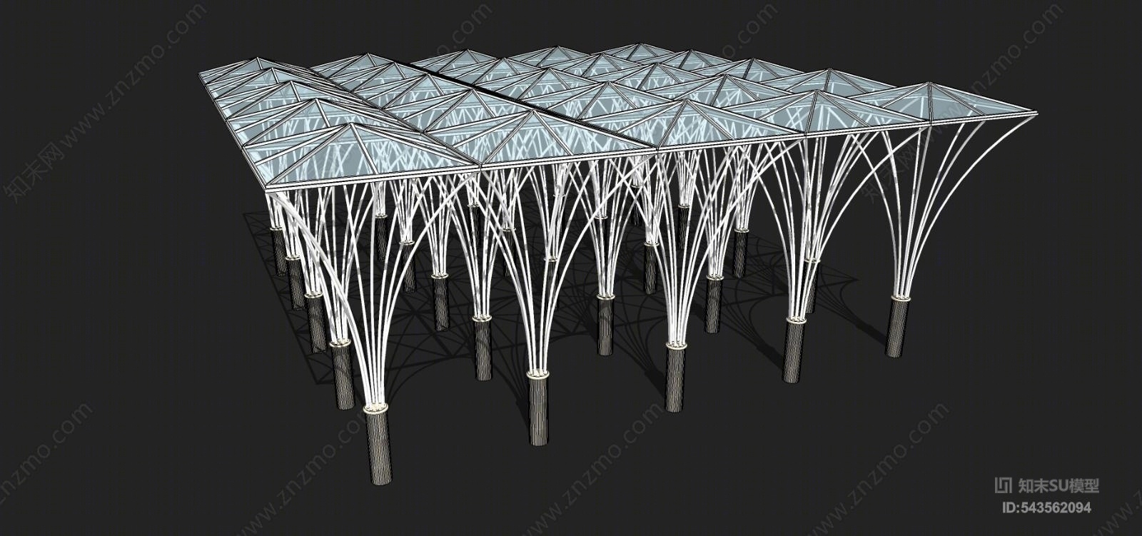现代张拉膜亭SU模型下载【ID:543562094】