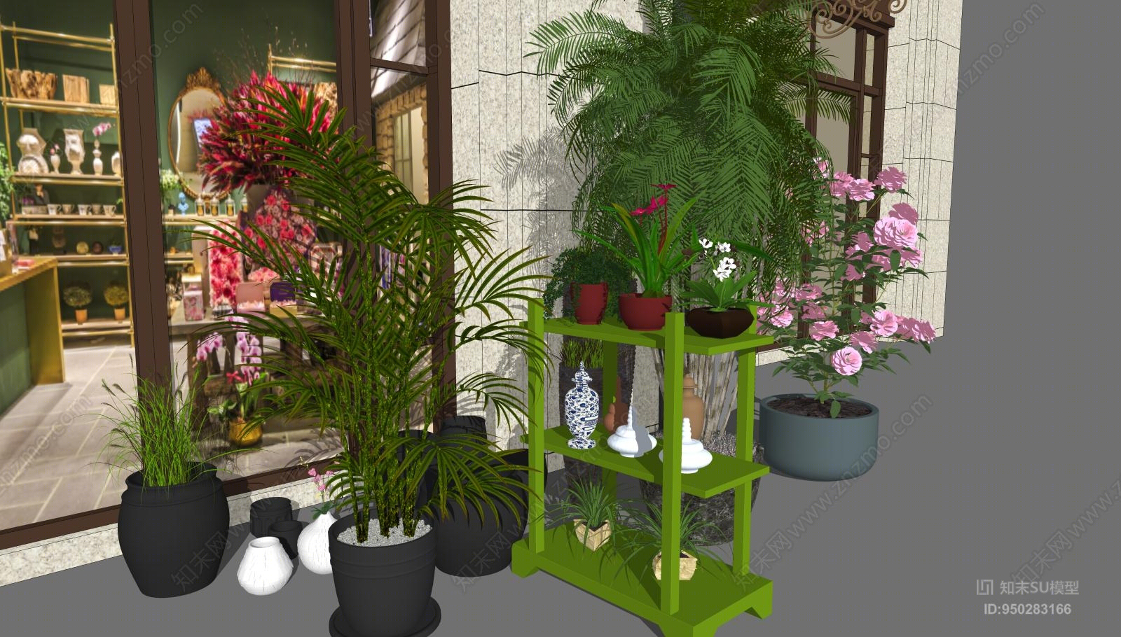 现代风格花店SU模型下载【ID:950283166】