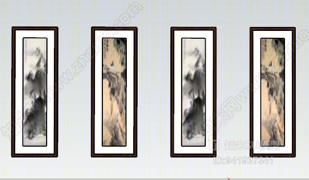 中式壁画SU模型下载【ID:941937341】