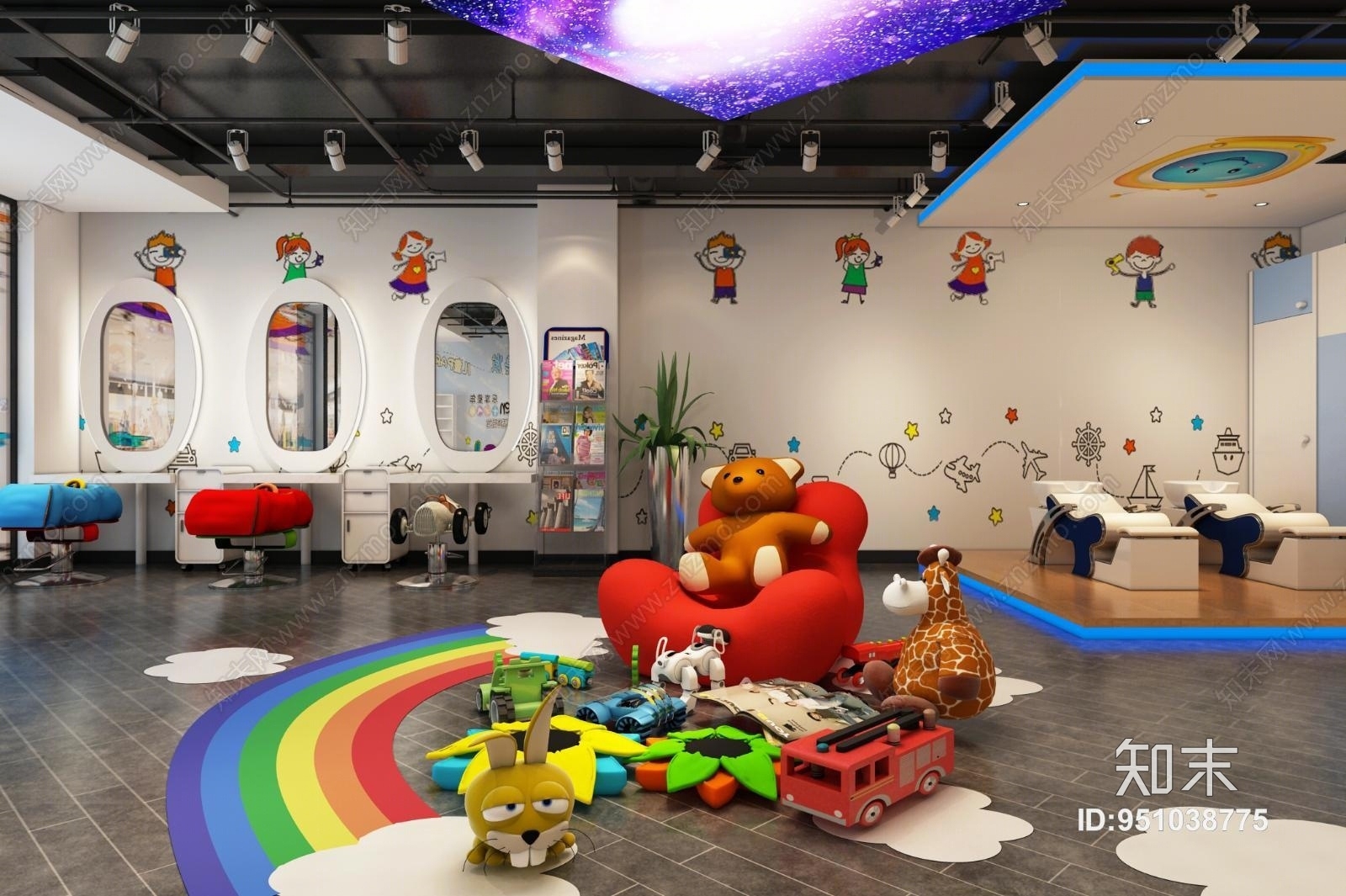 现代儿童理发店3D模型下载【ID:951038775】