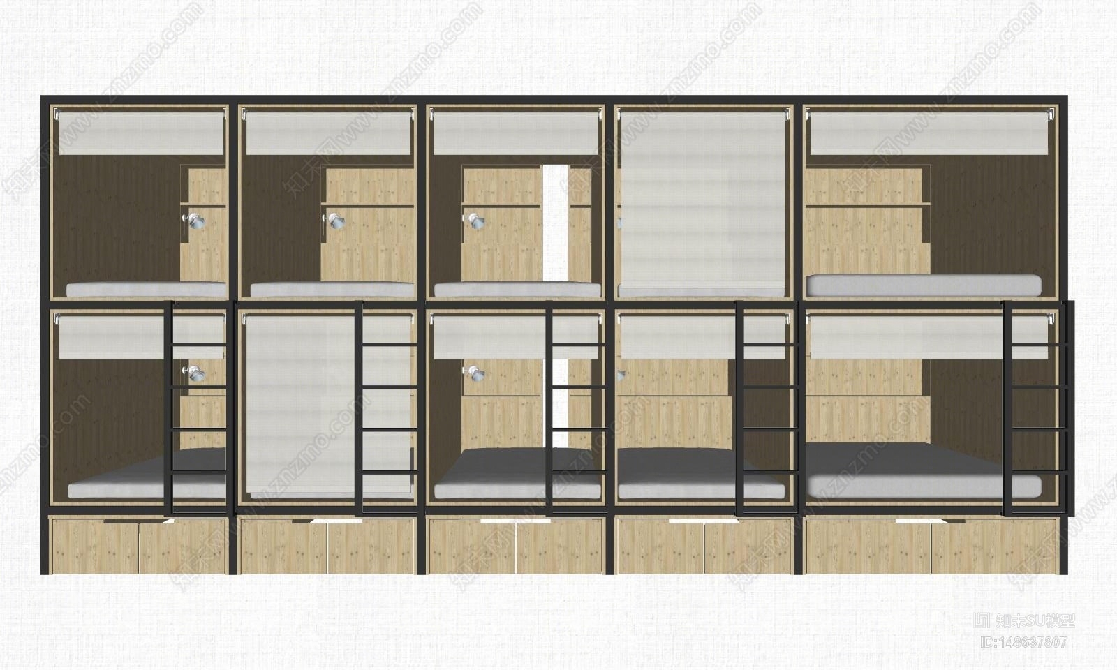 现代风格上下床SU模型下载【ID:148637807】