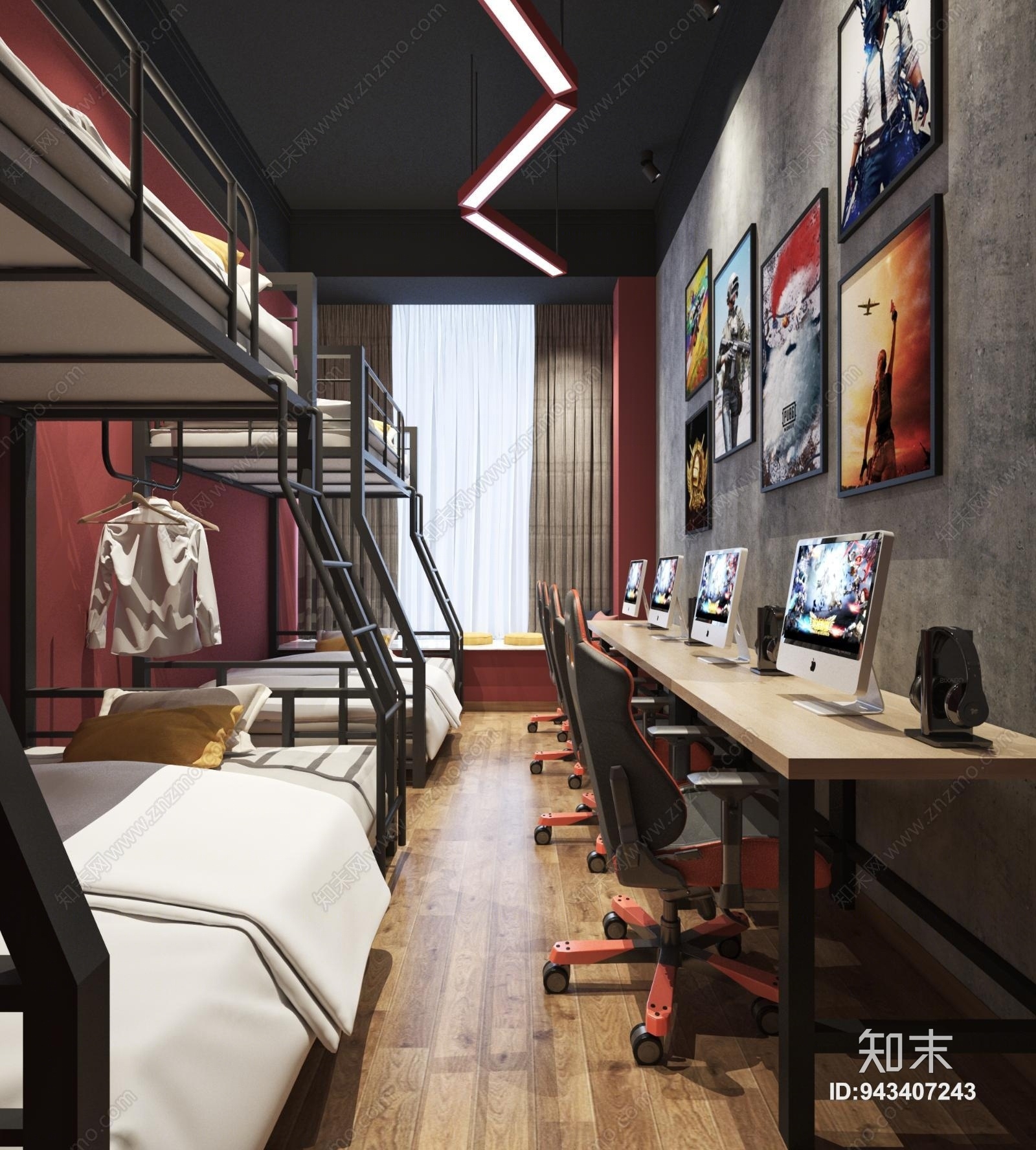 工业风电竞房网咖3D模型下载【ID:943407243】