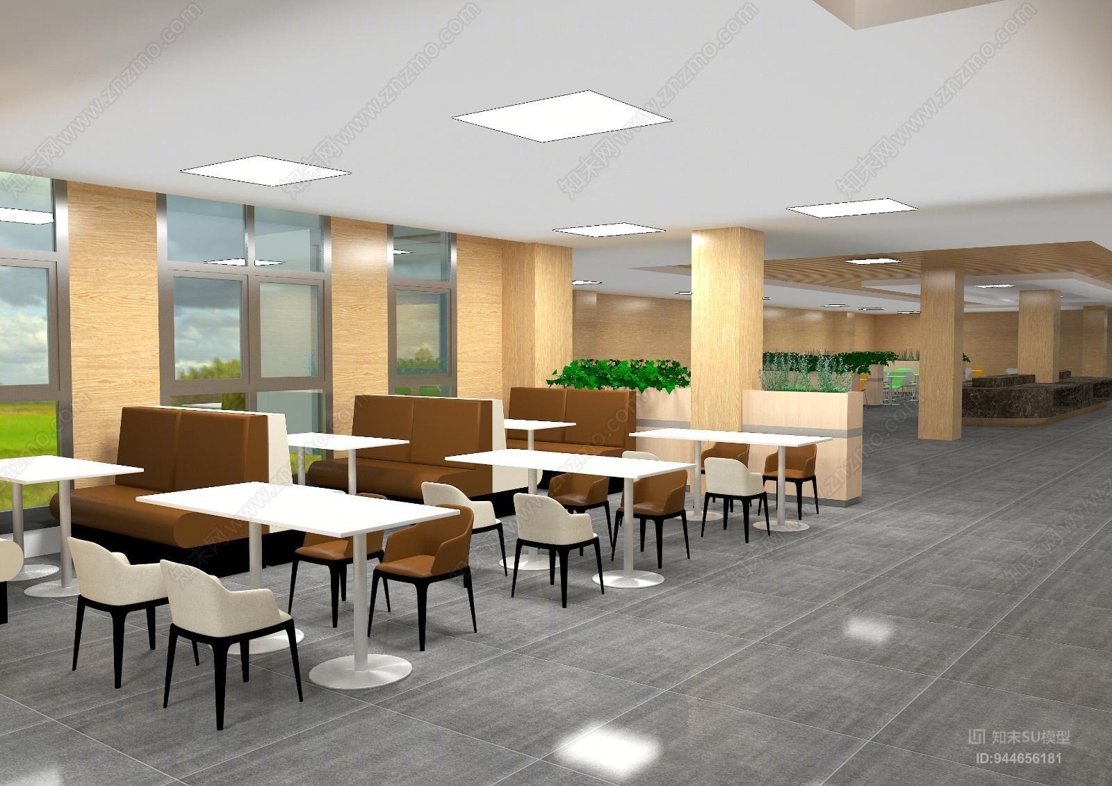 现代自助餐厅SU模型下载【ID:944656181】