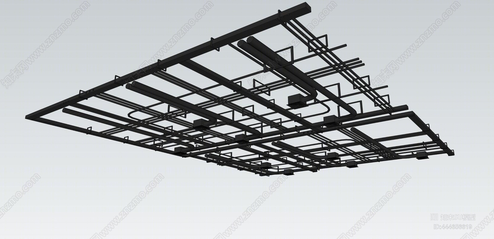 工业风格天花管道SU模型下载【ID:444656619】