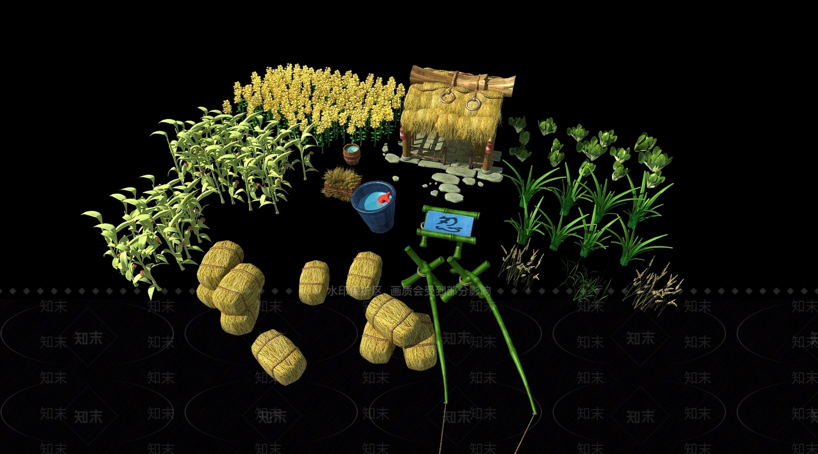 现代游戏农田3D模型下载【ID:233609803】