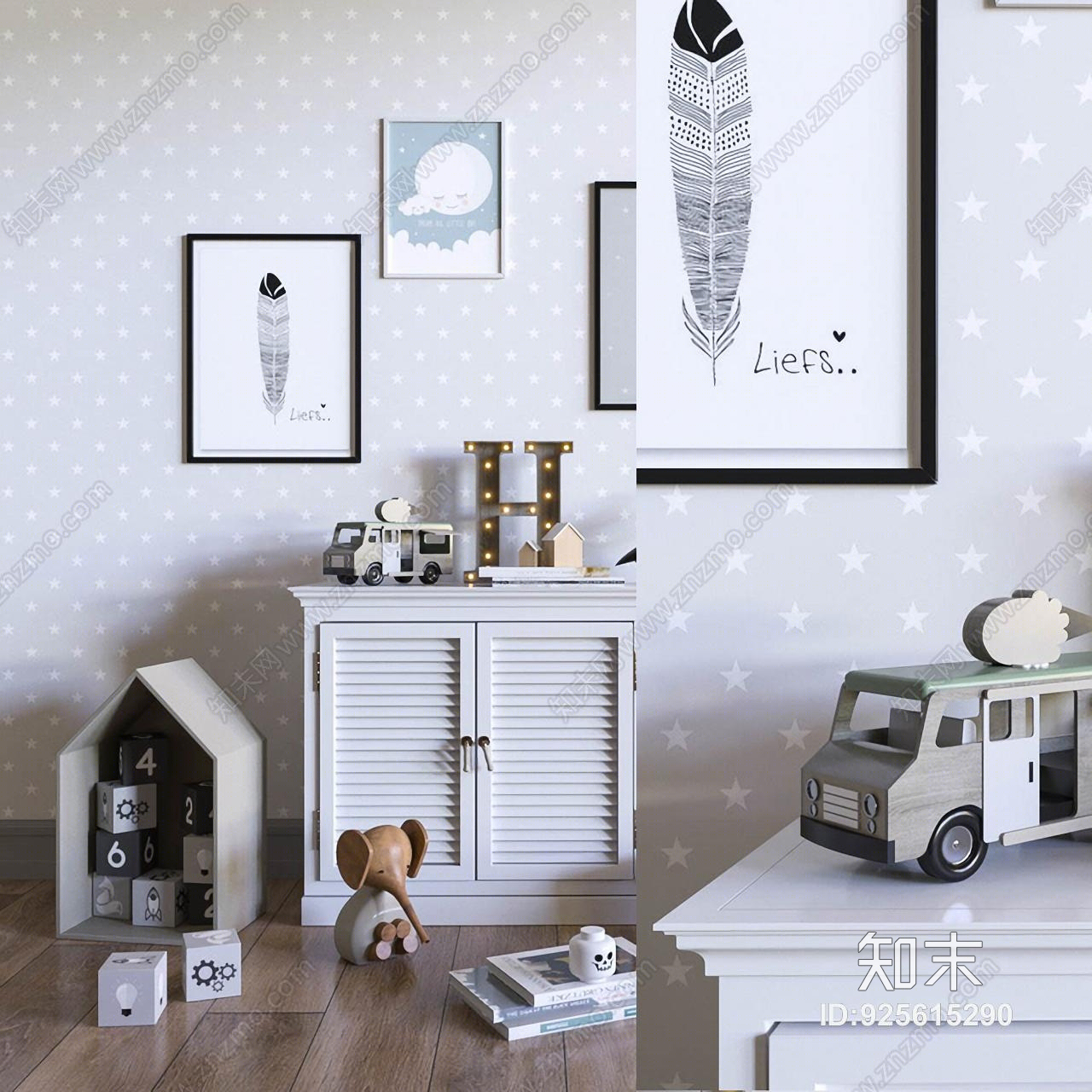 现代儿童家具模型组合3D模型下载【ID:925615290】