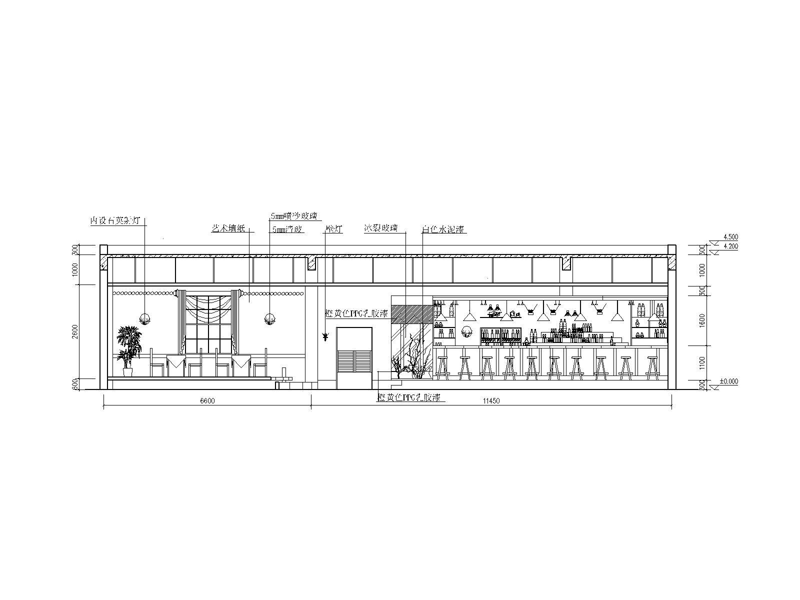 LOFT工业风格酒吧装修施工图（附效果图）cad施工图下载【ID:733597400】