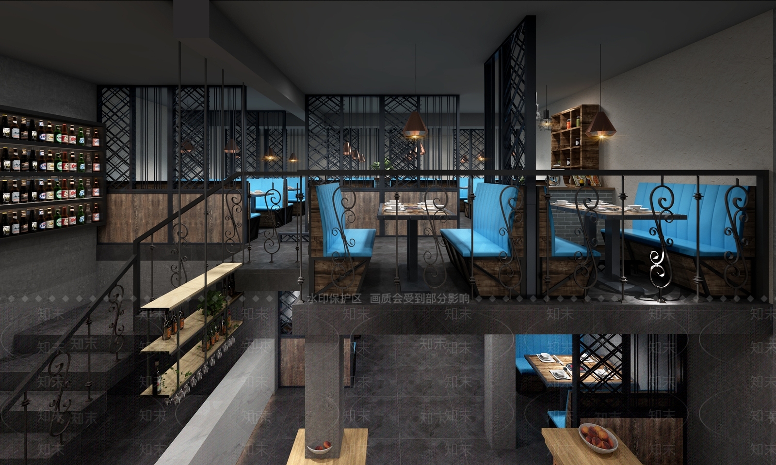 工业风烤肉店3D模型下载【ID:732549945】