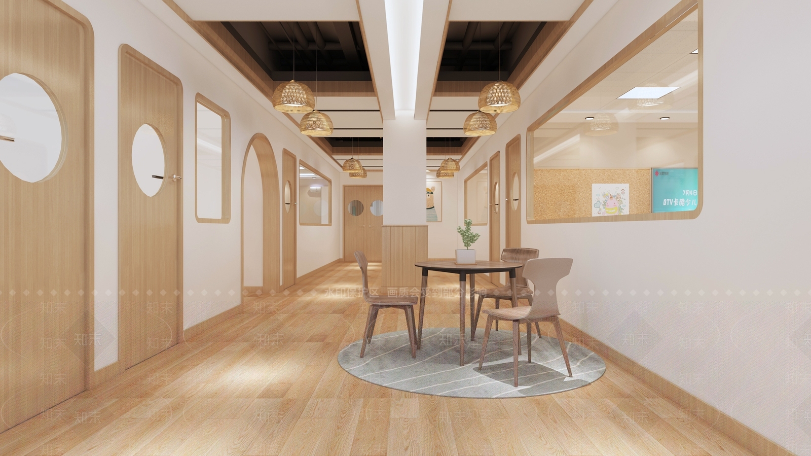 现代一楼大厅过道教室3D模型下载【ID:532570057】