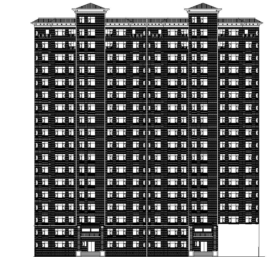 [宁夏]高层塔式砖混结构住宅小区施工图（含商业、会所...cad施工图下载【ID:167241146】