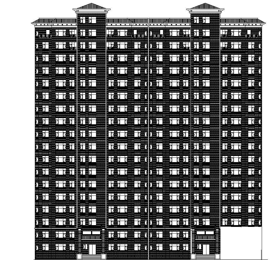 [宁夏]高层塔式砖混结构住宅小区施工图（含商业、会所...cad施工图下载【ID:149532121】