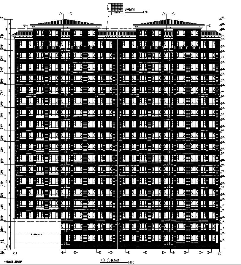 [宁夏]高层塔式砖混结构住宅小区施工图（含商业、会所...cad施工图下载【ID:167241146】