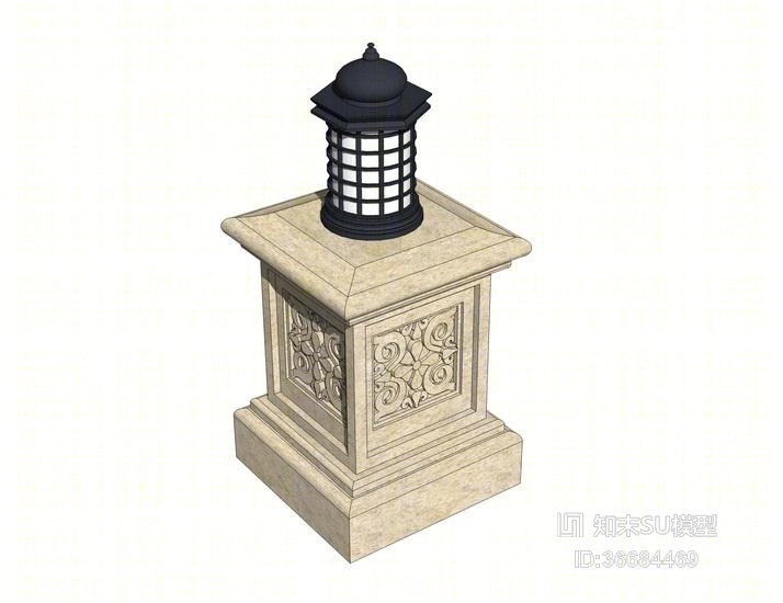 欧式景观灯柱SU模型下载【ID:36684469】