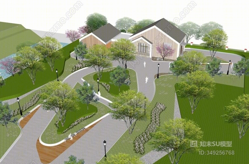 现代公园景观厕所SU模型下载【ID:349256768】