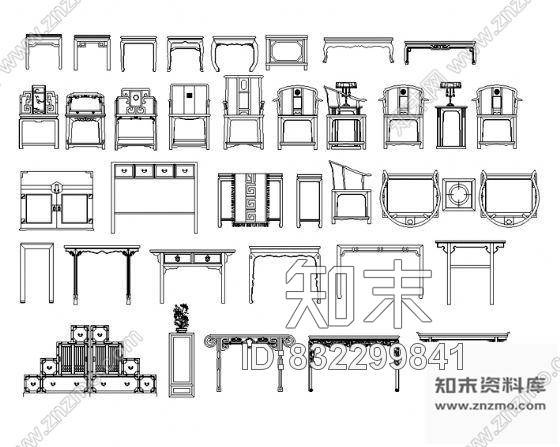 图块/节点中式家具图块cad施工图下载【ID:832299841】