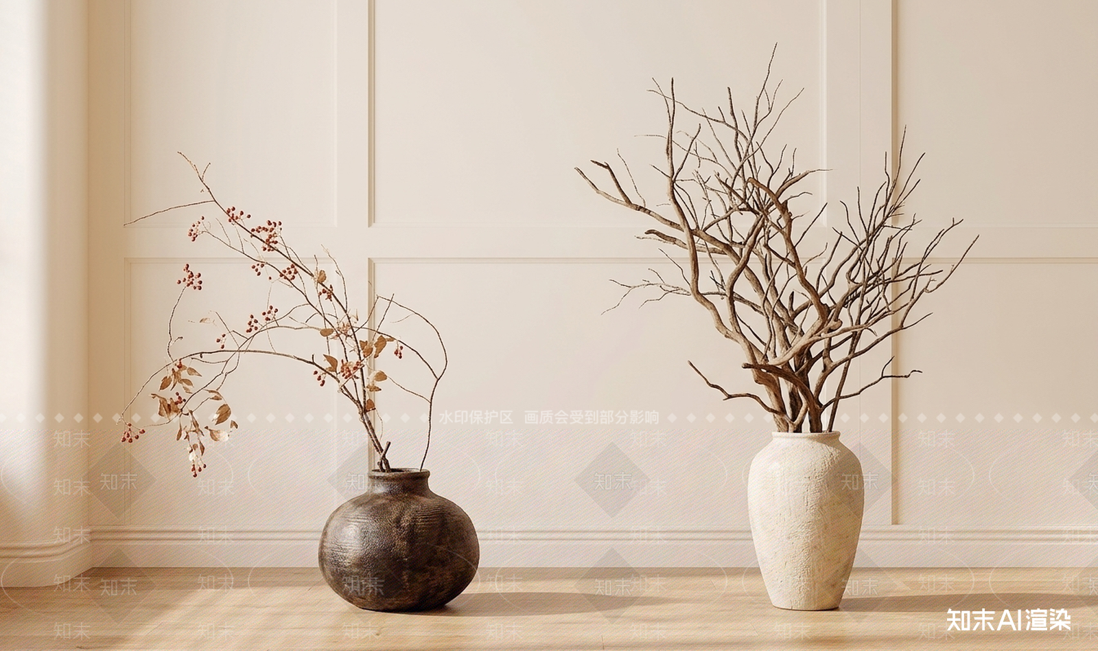 枯枝艺术绿植花瓶3D模型下载【ID:1227363330】