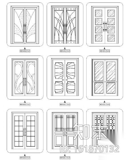 精选双扇门图块集cad施工图下载【ID:161870132】