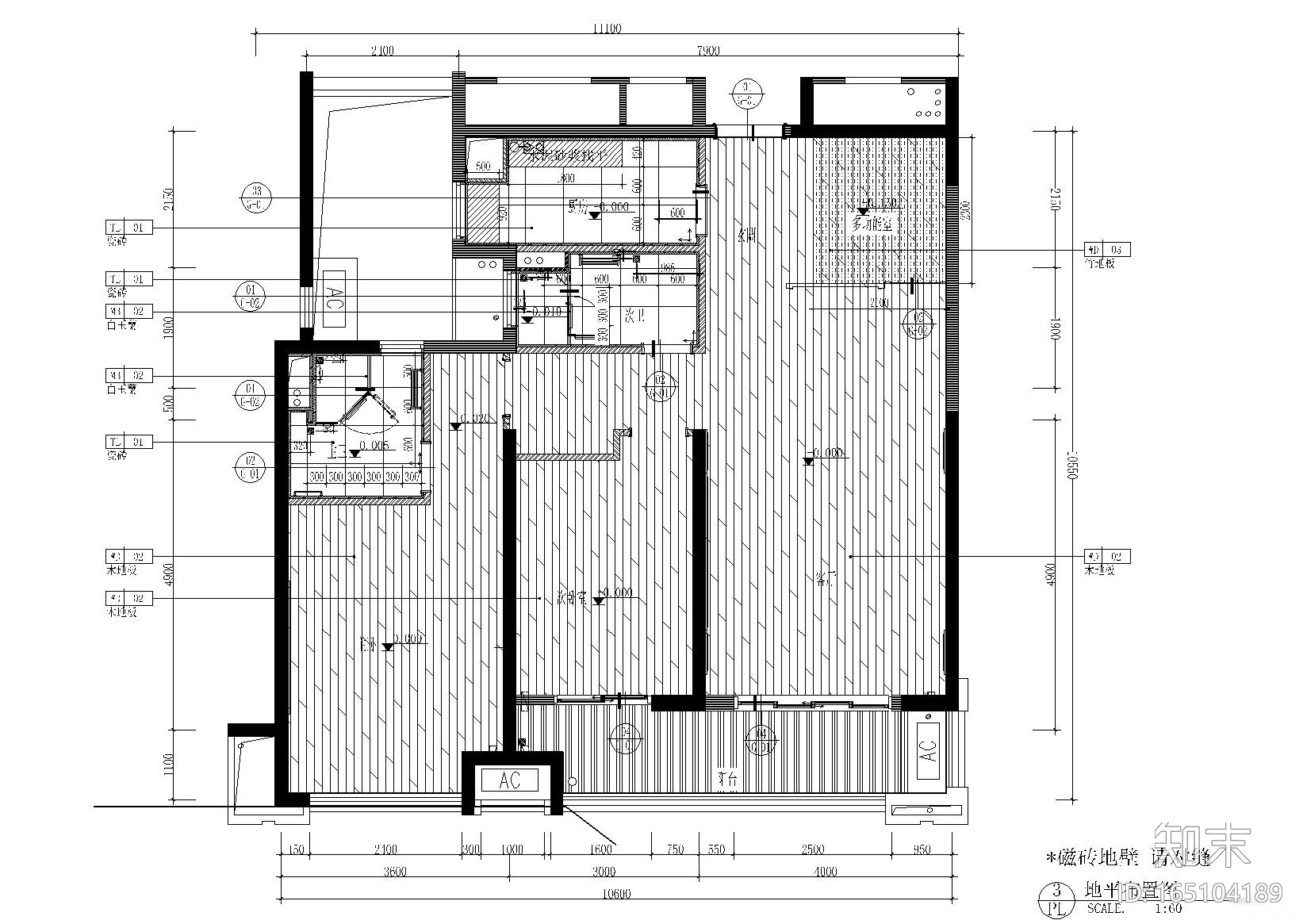 96㎡刚需D户型样板间施工图cad施工图下载【ID:165104189】