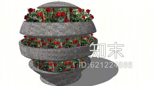 这花是一个垂直的，垂直的。SU模型下载【ID:621224866】