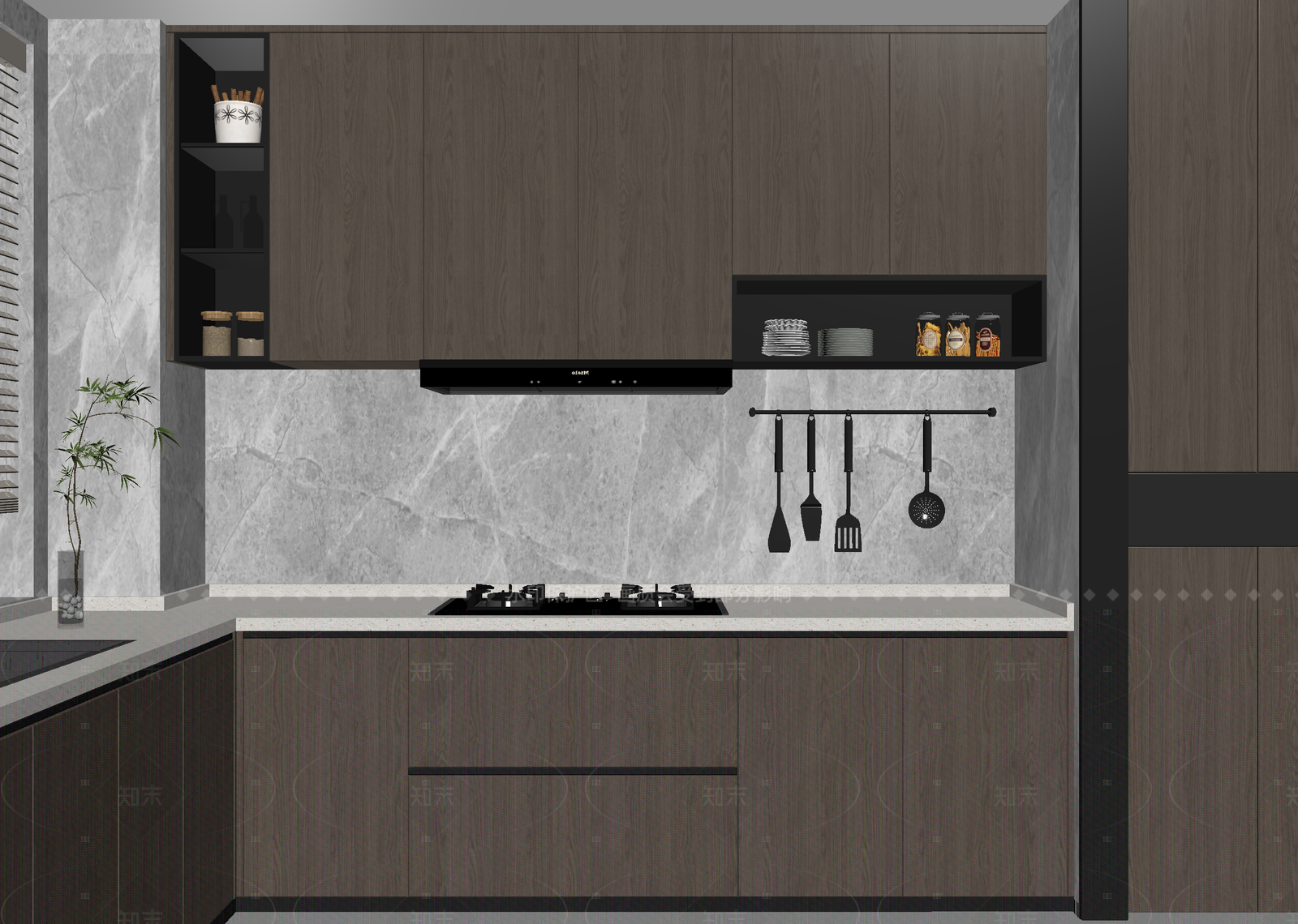 现代封闭式厨房3D模型下载【ID:1214981148】