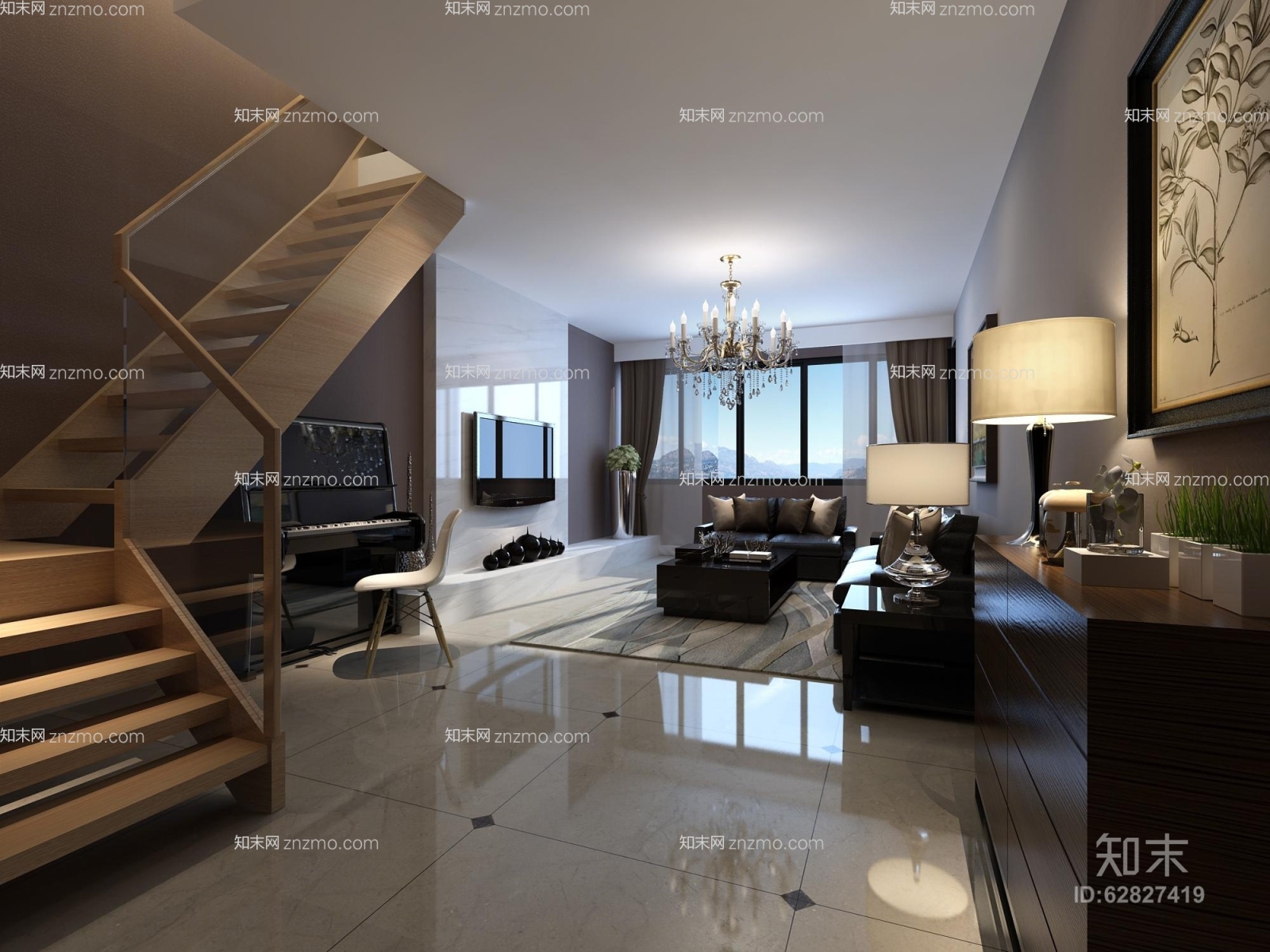 现代玻璃台灯3D模型下载【ID:62827419】