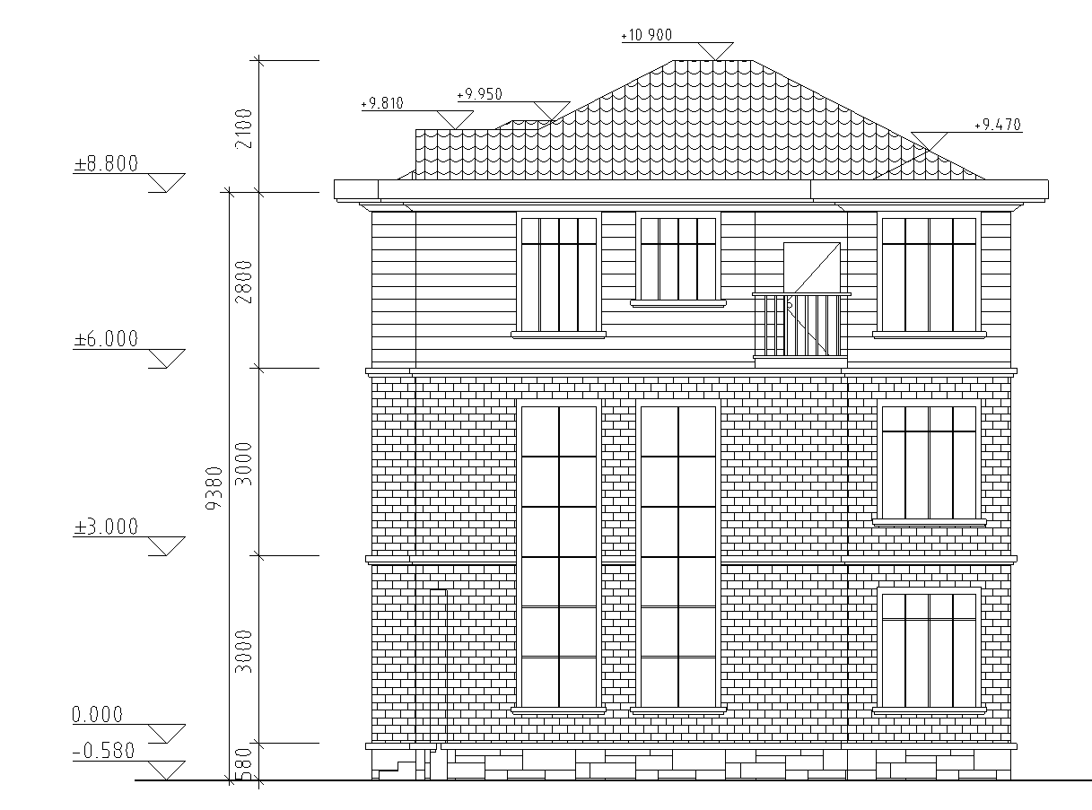 3层独栋别墅建筑施工图设计cad施工图下载【ID:151388139】