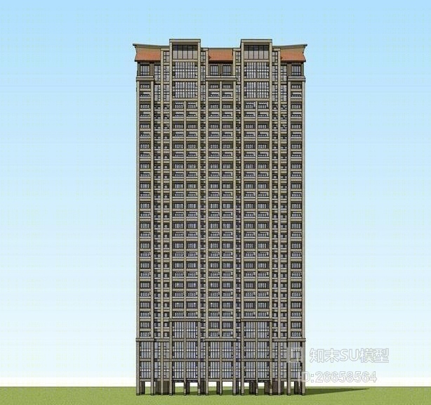 现代闽南风格高层住宅SU模型下载【ID:26658564】