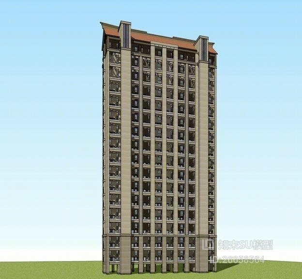 现代闽南风格高层住宅SU模型下载【ID:26658564】