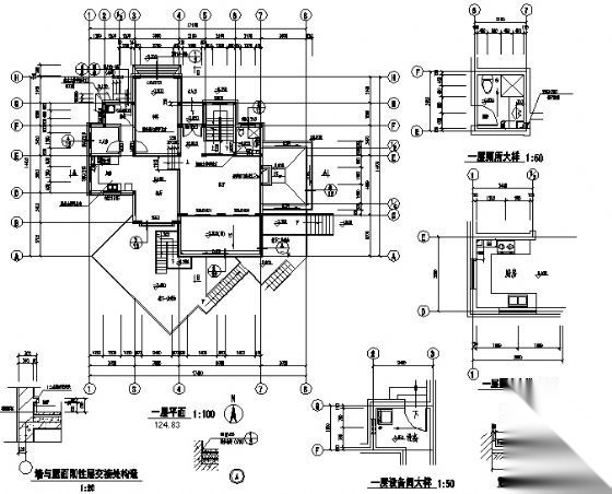 某二层B户型别墅建筑施工图cad施工图下载【ID:149922178】