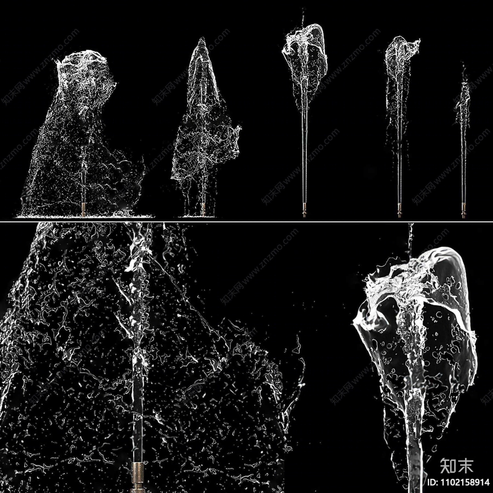 现代水柱喷泉3D模型下载【ID:1102158914】