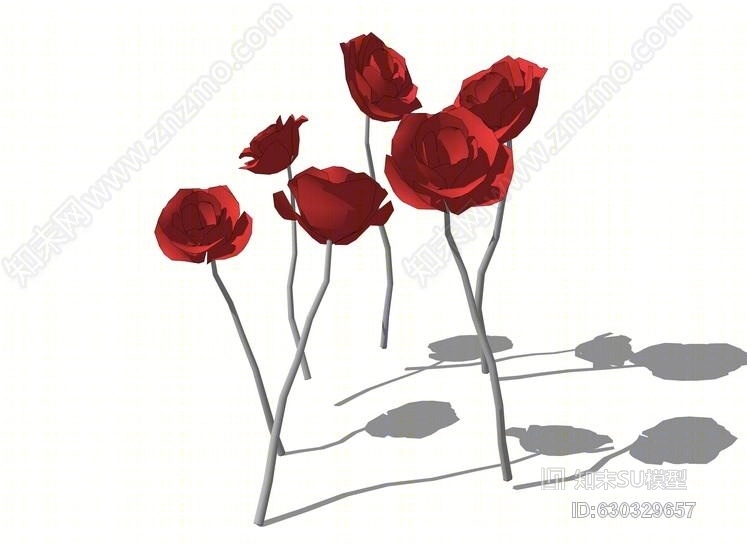 花朵雕塑SU模型下载【ID:630329657】